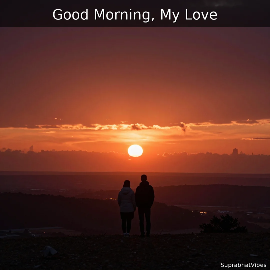Couple silhouette against a heart-shaped sunrise horizon
