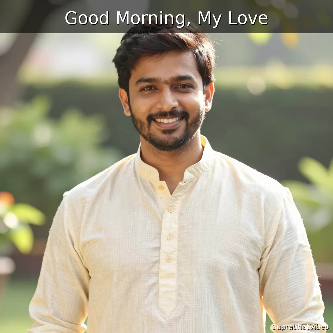 Handsome man in kurta smiling in soft morning light